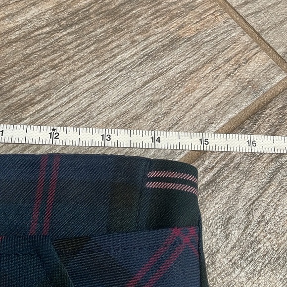 TOPSHOP Checkered Cropped Trousers High Rise Women’s 6 Navy Belted Plaid modern - Picture 3 of 12